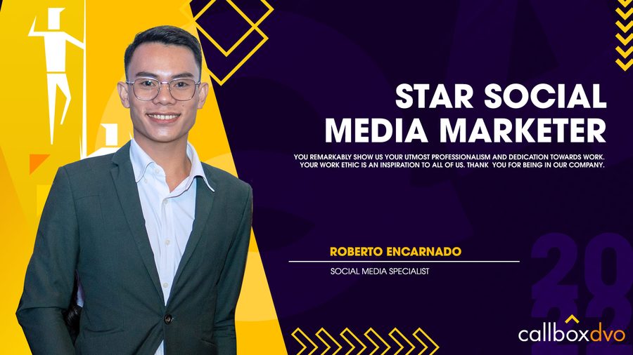 Callbox DVO Star Social Media Marketer recognition banner featuring Bob
